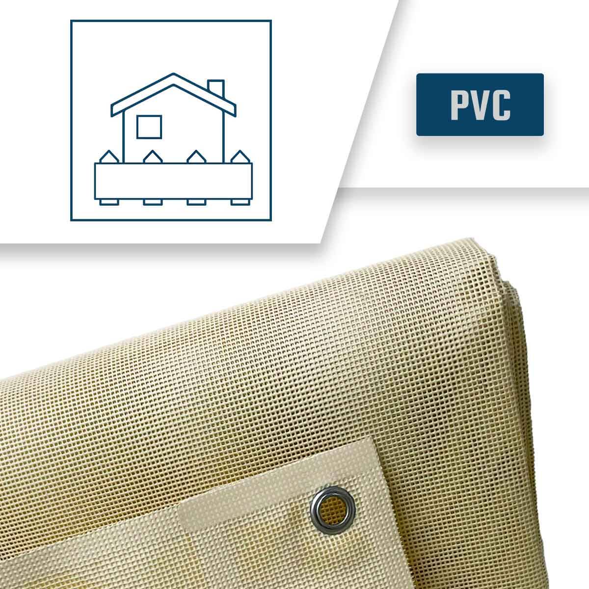 Bâche brise vue micro-perforée Tecplast mp460bv 3x3m - ivoire - garantie 5 ans-4