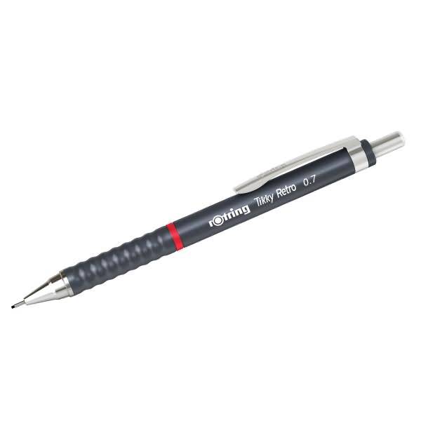 Portemine Tikky Rétro Rotring pointe 0,7 mm 2B corps gris-0