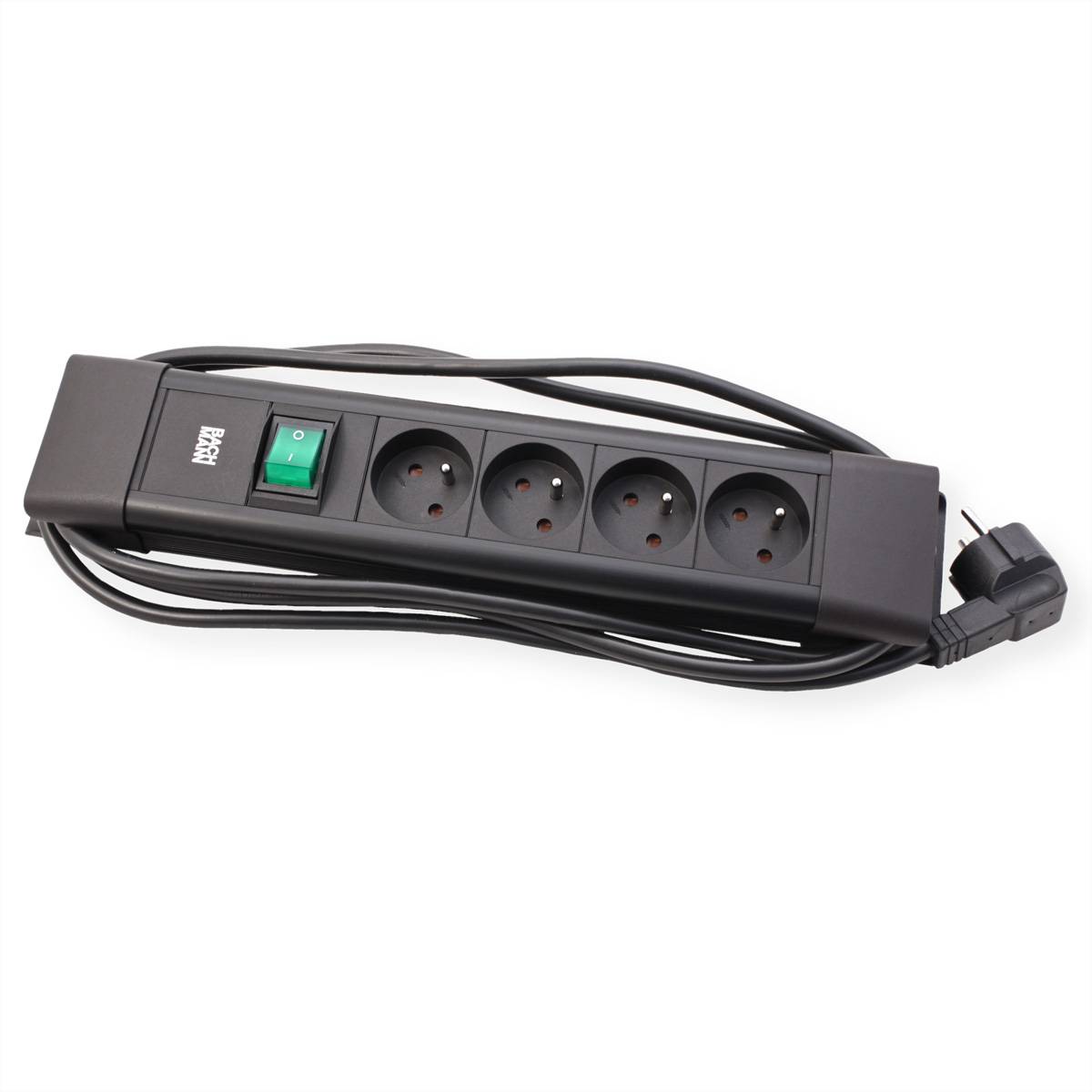 BACHMANN CONNECTUS 4xUTE , 1xinterrupteur 2,0m CEE7/7 noir-1