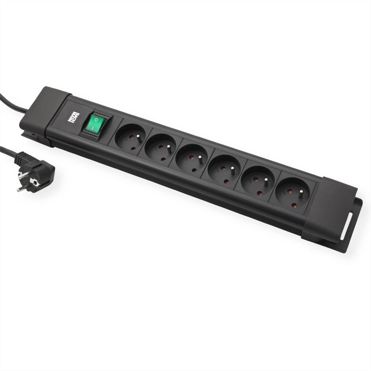 BACHMANN CONNECTUS 6xUTE , 1xinterrupteur 2,0m CEE7/7 noir-2