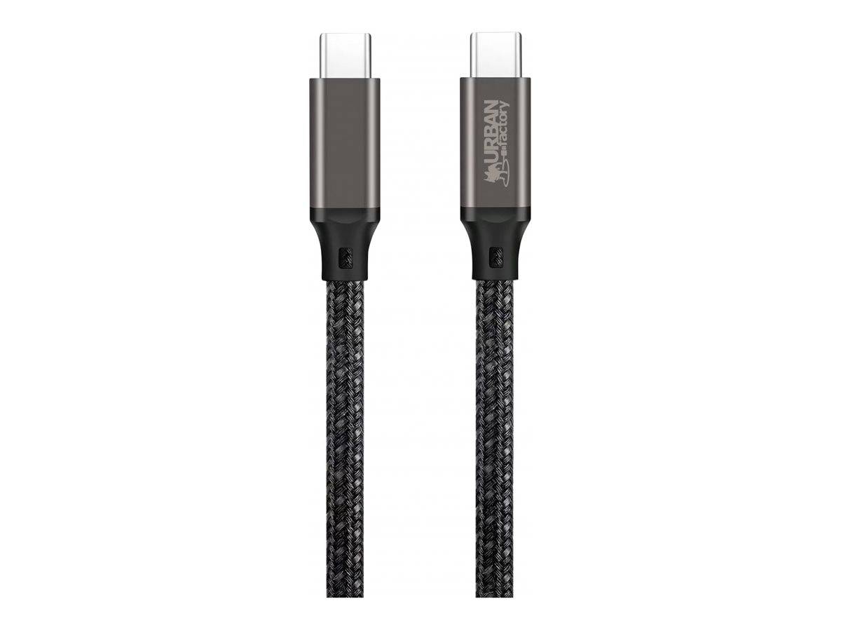 URBAN FACTORY E-Mark USB-C to USB-C cable 2m Over-molded head with a space gray aluminum finish E-Mark standard-0