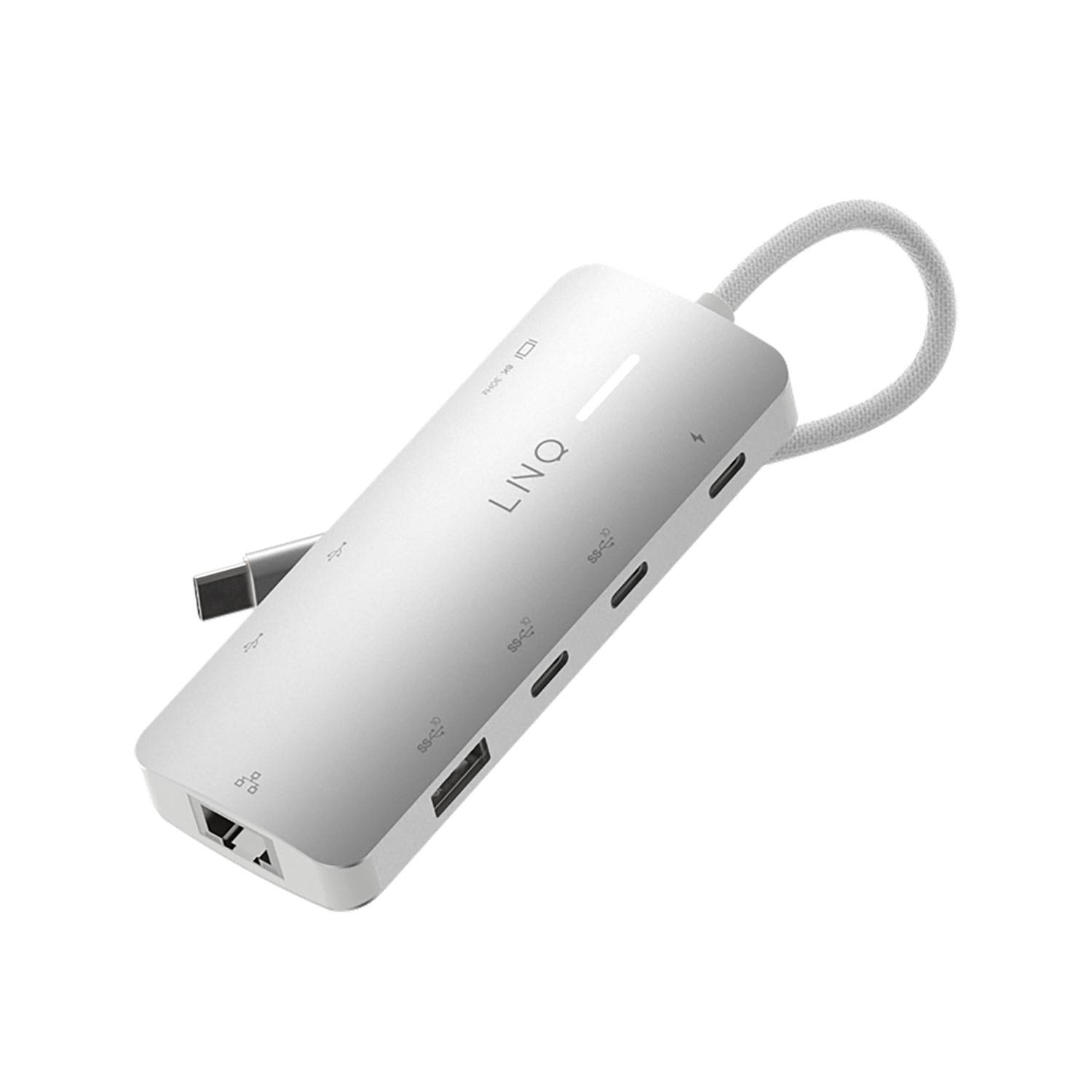LINQ 8in1 Pro USB-C 10Gbps Multiport Hub with 4K HDMI, Ethernet and Card Reader, Avec fil, USB 3.2 Gen 2 (3.1 Gen 2) Typ-1
