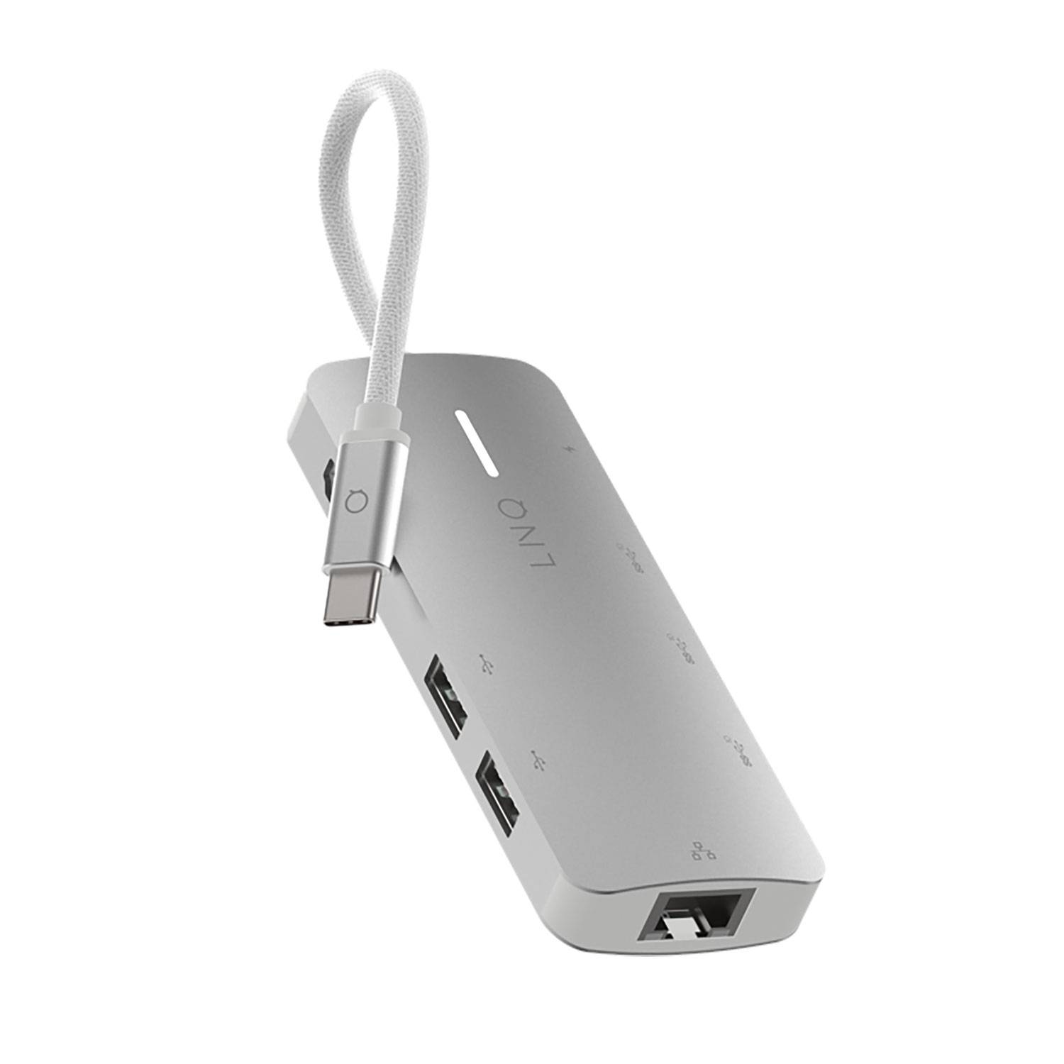 LINQ 8in1 Pro USB-C 10Gbps Multiport Hub with 4K HDMI, Ethernet and Card Reader, Avec fil, USB 3.2 Gen 2 (3.1 Gen 2) Typ-2