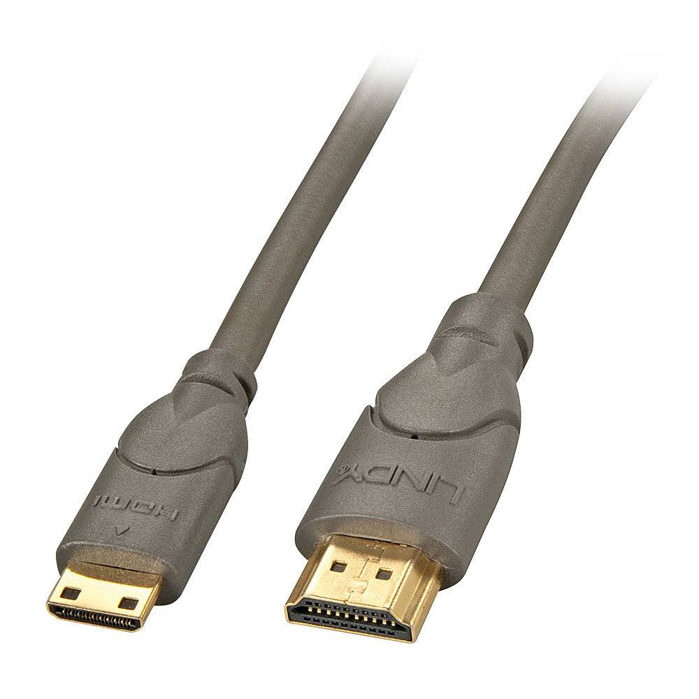 Câble de raccordement LINDY HDMI Fiche mâle HDMI-Mini-C, Fiche mâle HDMI-A 0.50 m noir 41030 Câble HDMI-1