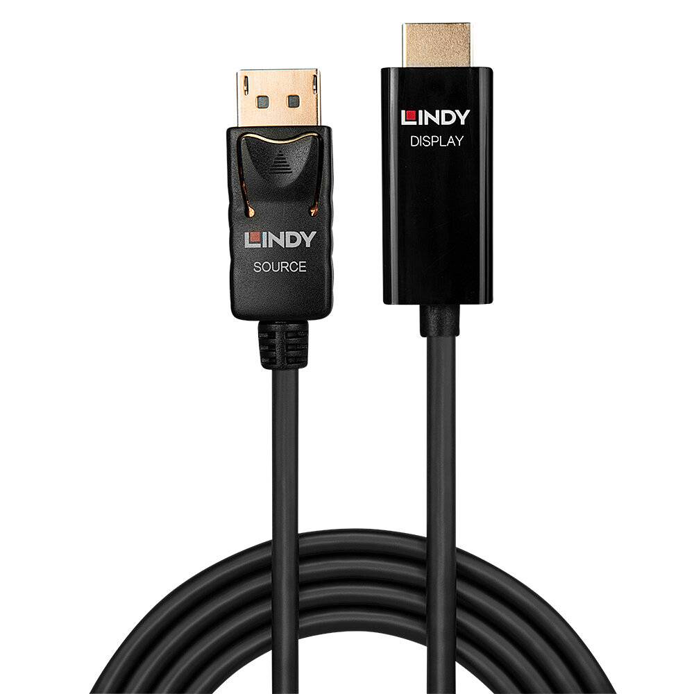 Câble de raccordement LINDY Fiche mâle HDMI-A, Fiche mâle DisplayPort 1 m noir 40915 Câble HDMI-1