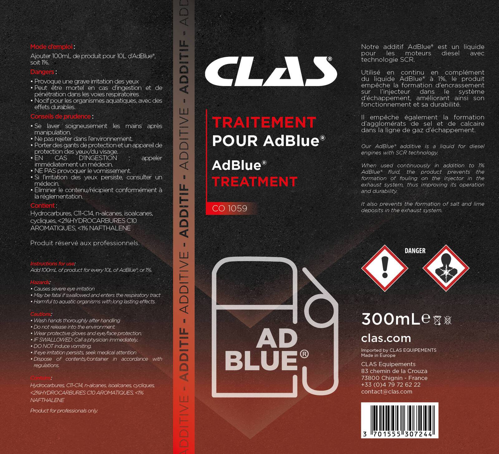 Additif anti-cristallisant AdBlue 300ml - CO 1059 - CLAS Equipements-2