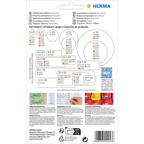 Herma 2257 Etiquette fermoirs Ø 19 mm film transparent 640 pc(s) fixation permanente inscription à main-1