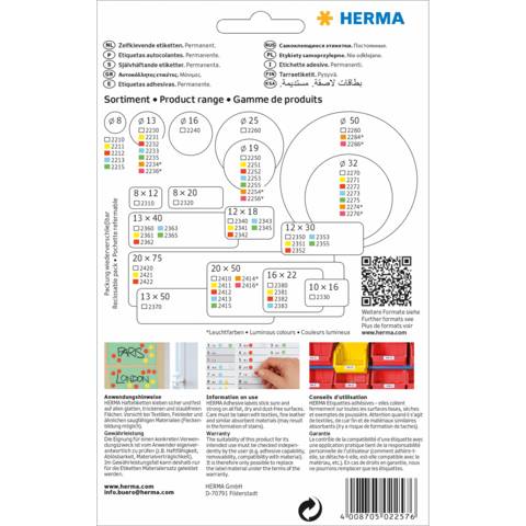 Herma 2257 Etiquette fermoirs Ø 19 mm film transparent 640 pc(s) fixation permanente inscription à main-3
