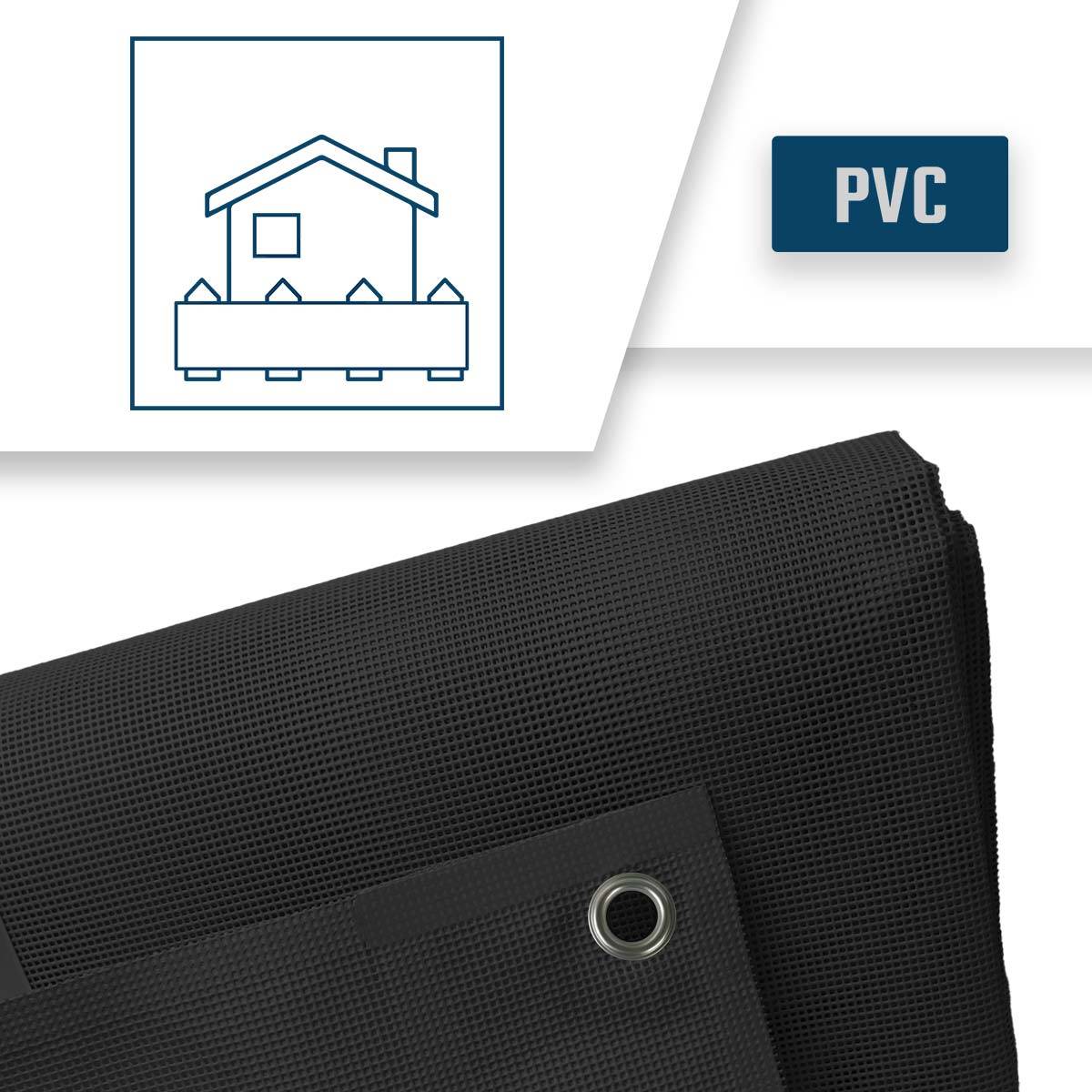 Bâche brise vue micro-perforée Tecplast mp460bv 3x3m - noire - garantie 5 ans-2