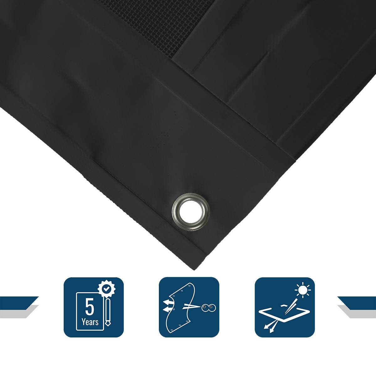 Bâche brise vue micro-perforée Tecplast mp460bv 3x3m - noire - garantie 5 ans-3