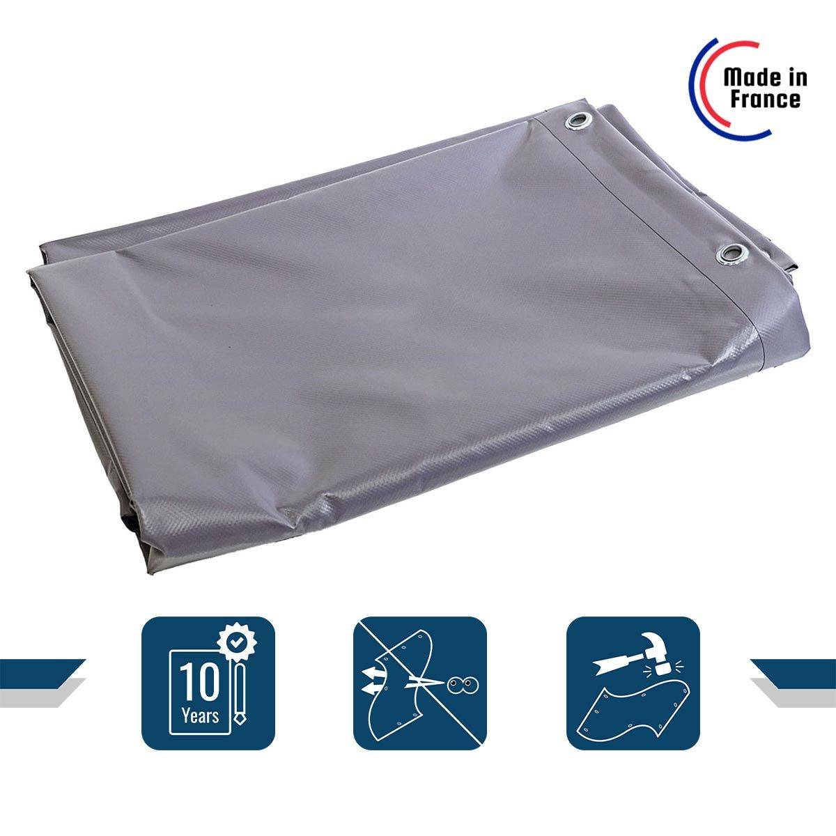 Bâche Brise Vue Grise 5x6 m - garantie 10 ans Tecplast xp640bv - Made in France-2