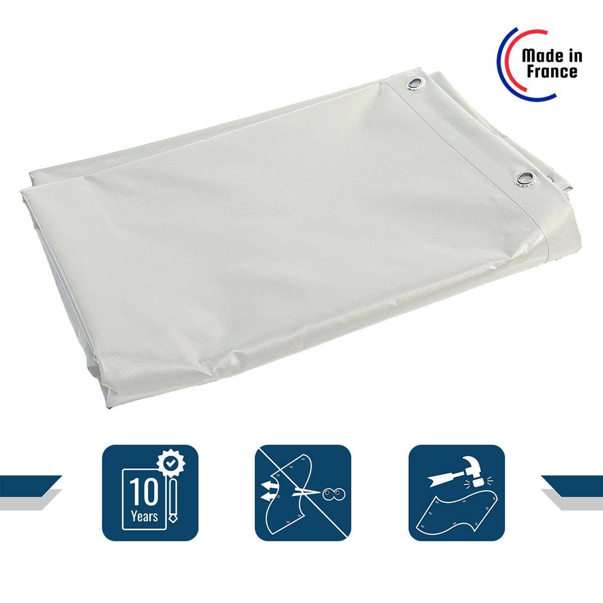 Bâche Brise Vue Blanche 3x5 m - garantie 10 ans Tecplast xp640bv Made in France-2