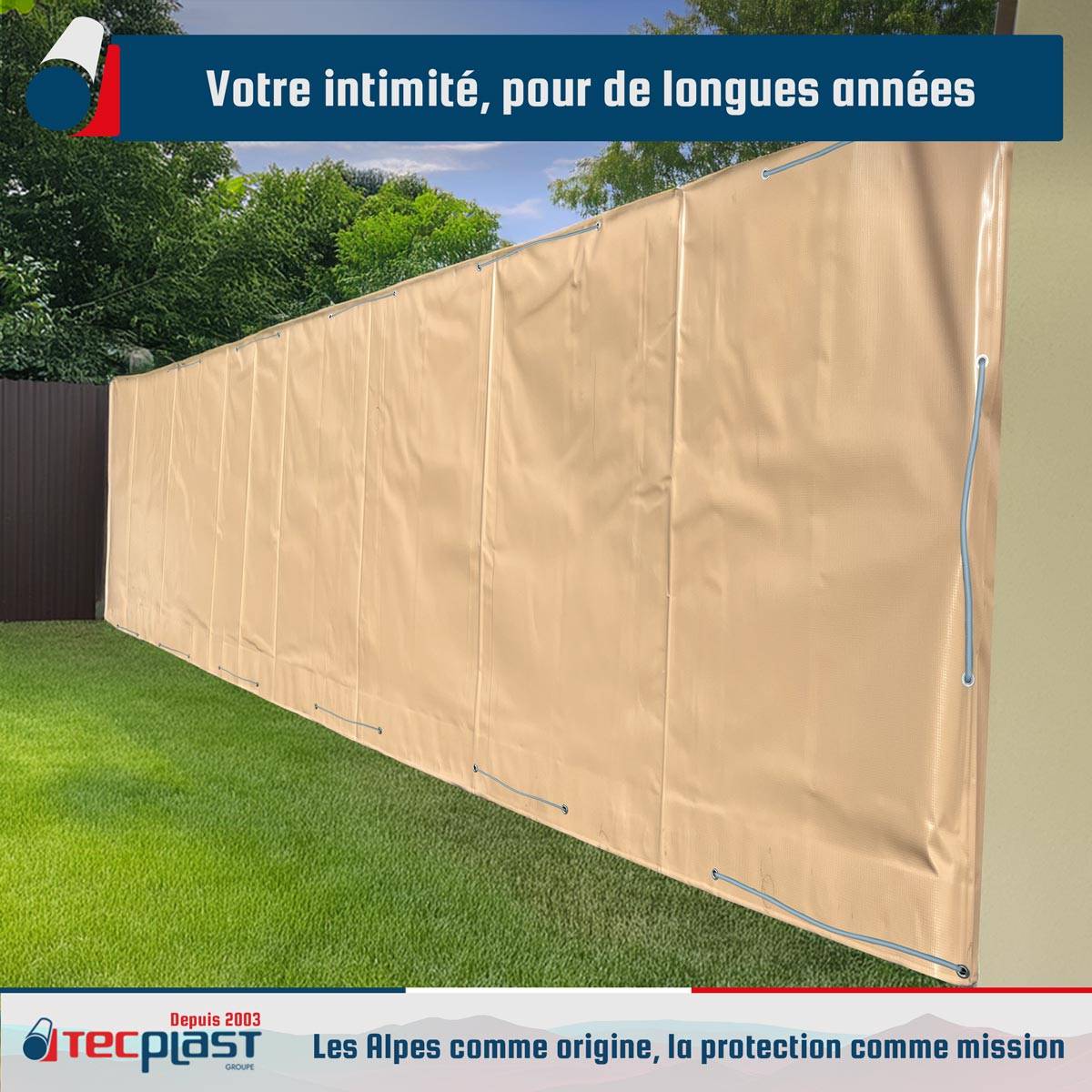 Bâche brise-vue Tecplast lp506bv 2,5x3 m - beige foncé - garantie 5 ans-4