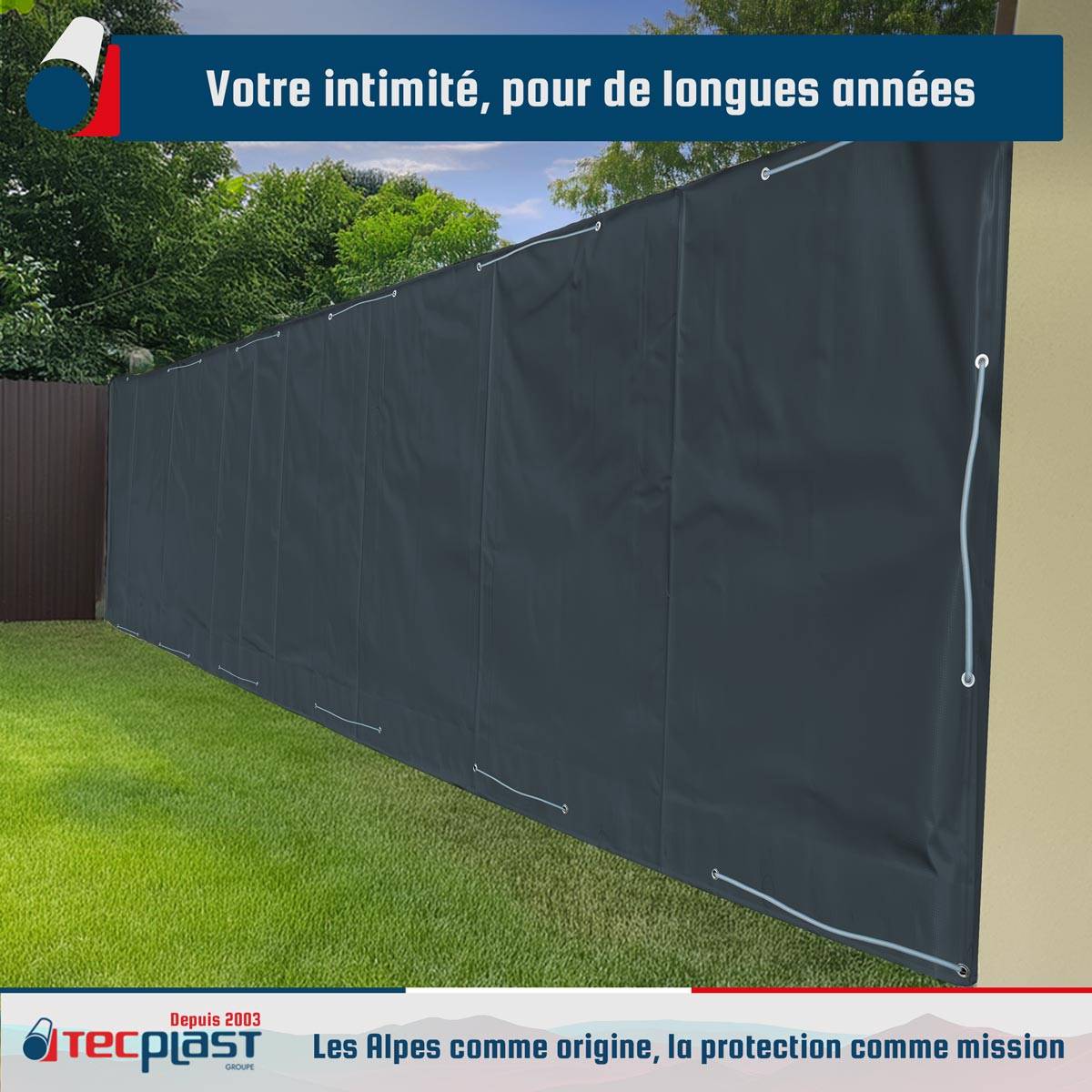 Bâche brise-vue Tecplast lp506bv 2x3 m - gris anthracite - garantie 5 ans-4