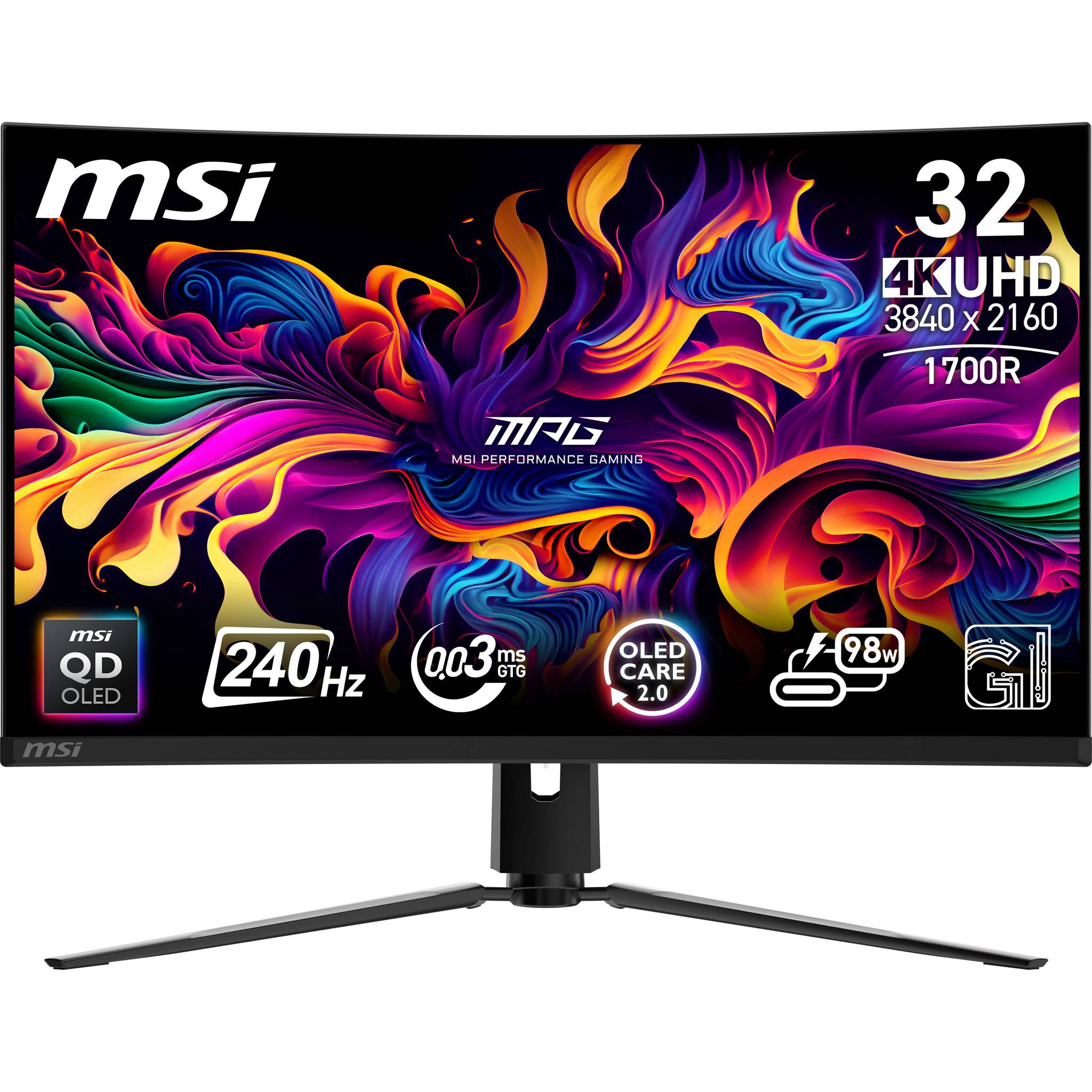 MSI MPG 321CURXDE QD-OLED, 80 cm (31.5"), 3840 x 2160 pixels, 4K Ultra HD, QD-OLED, 0,05 ms, Noir-0