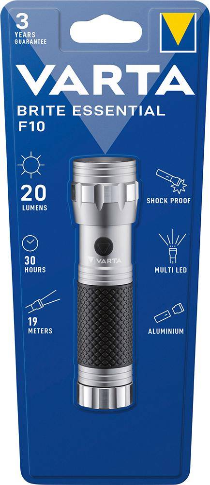 Lampe de poche LED Varta Brite Essential F10 20lm, sans 3 piles Micro AAA, blister de vente au détail-2