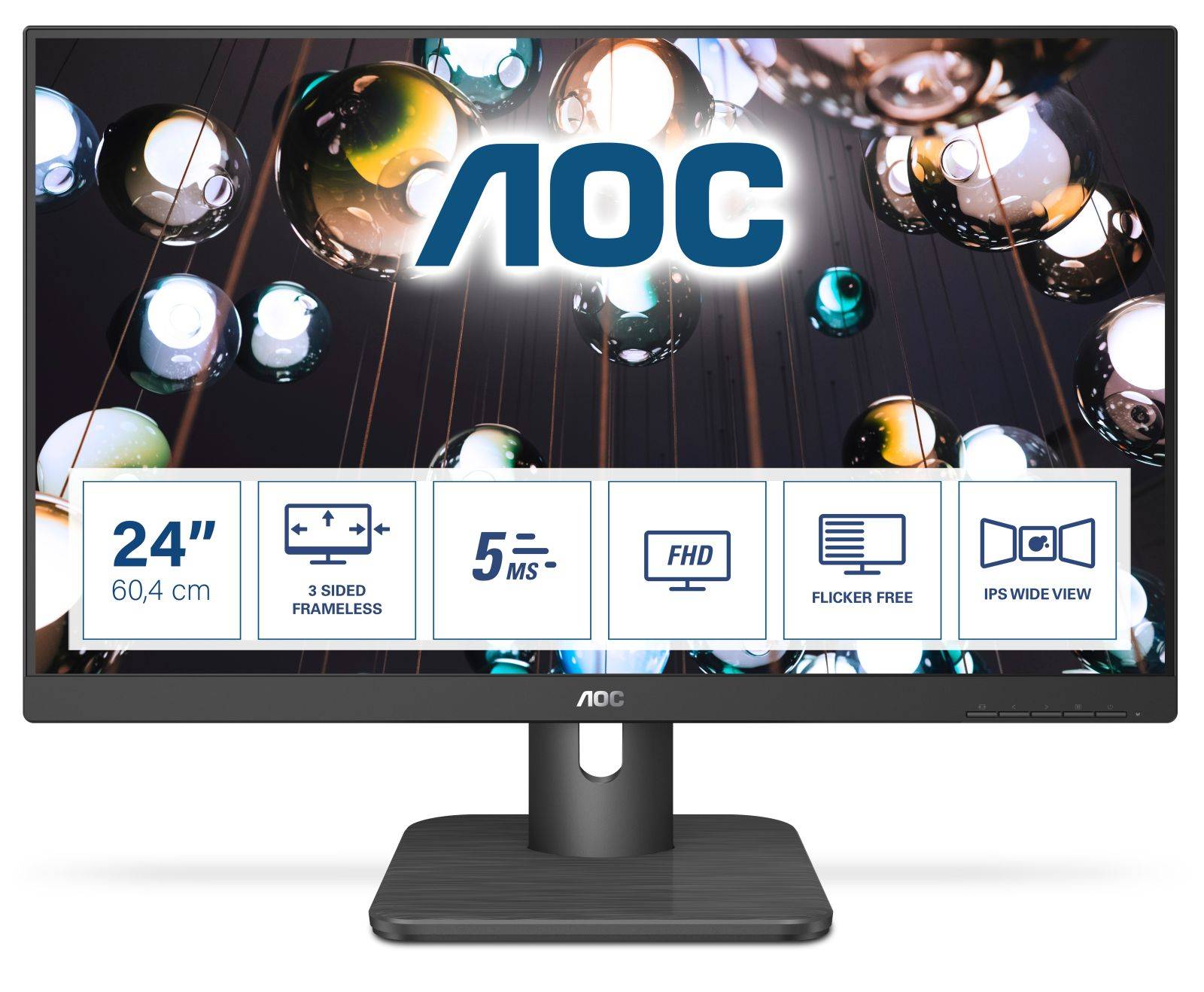 AOC E1 24E1Q, 60,5 cm (23.8"), 1920 x 1080 pixels, Full HD, LED, 5 ms, Noir-0