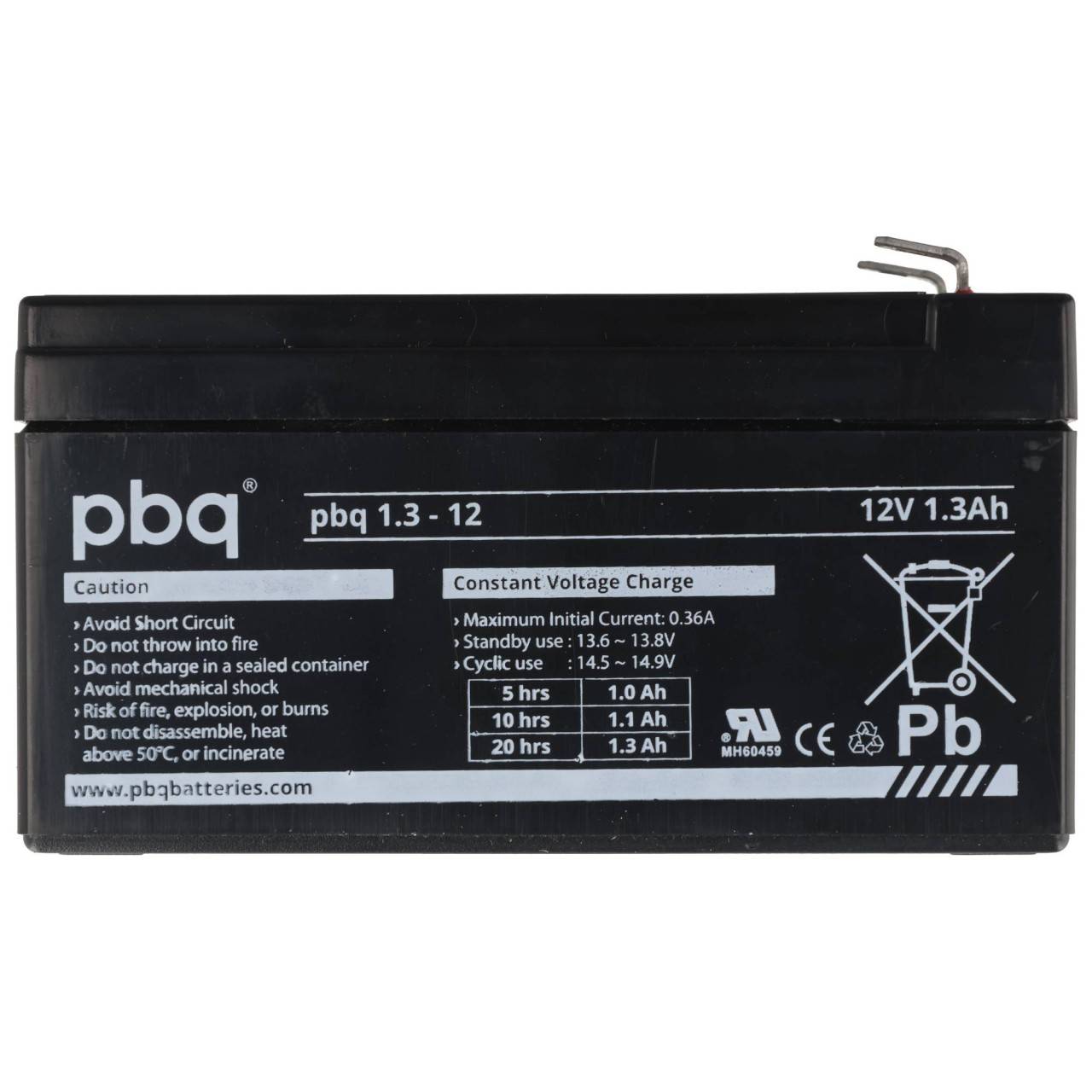 Batterie au plomb PBQ 1,3-12 V, 12 V/ 1,3 Ah 12,0 V-0