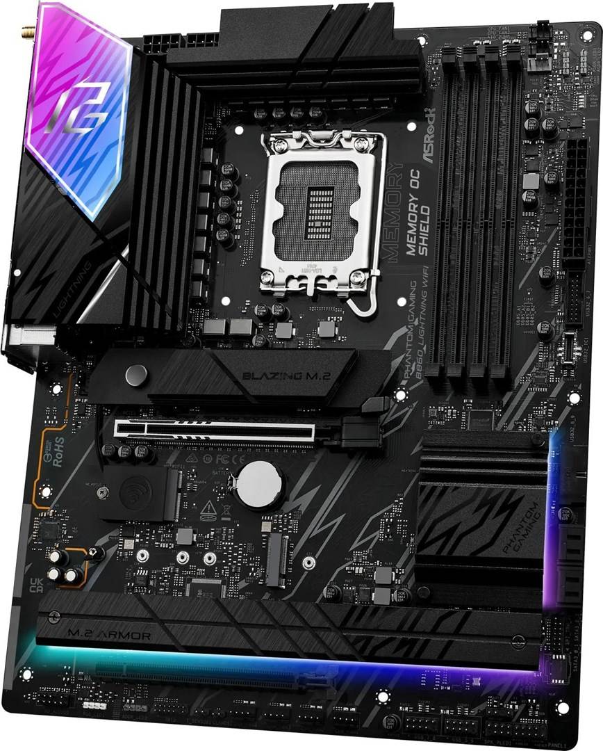 Asrock B860 Lightning WiFi, Intel, LGA 1851 (Socket V1), Intel Core Ultra (Series 2), DDR5-SDRAM, 256 Go, DIMM-4