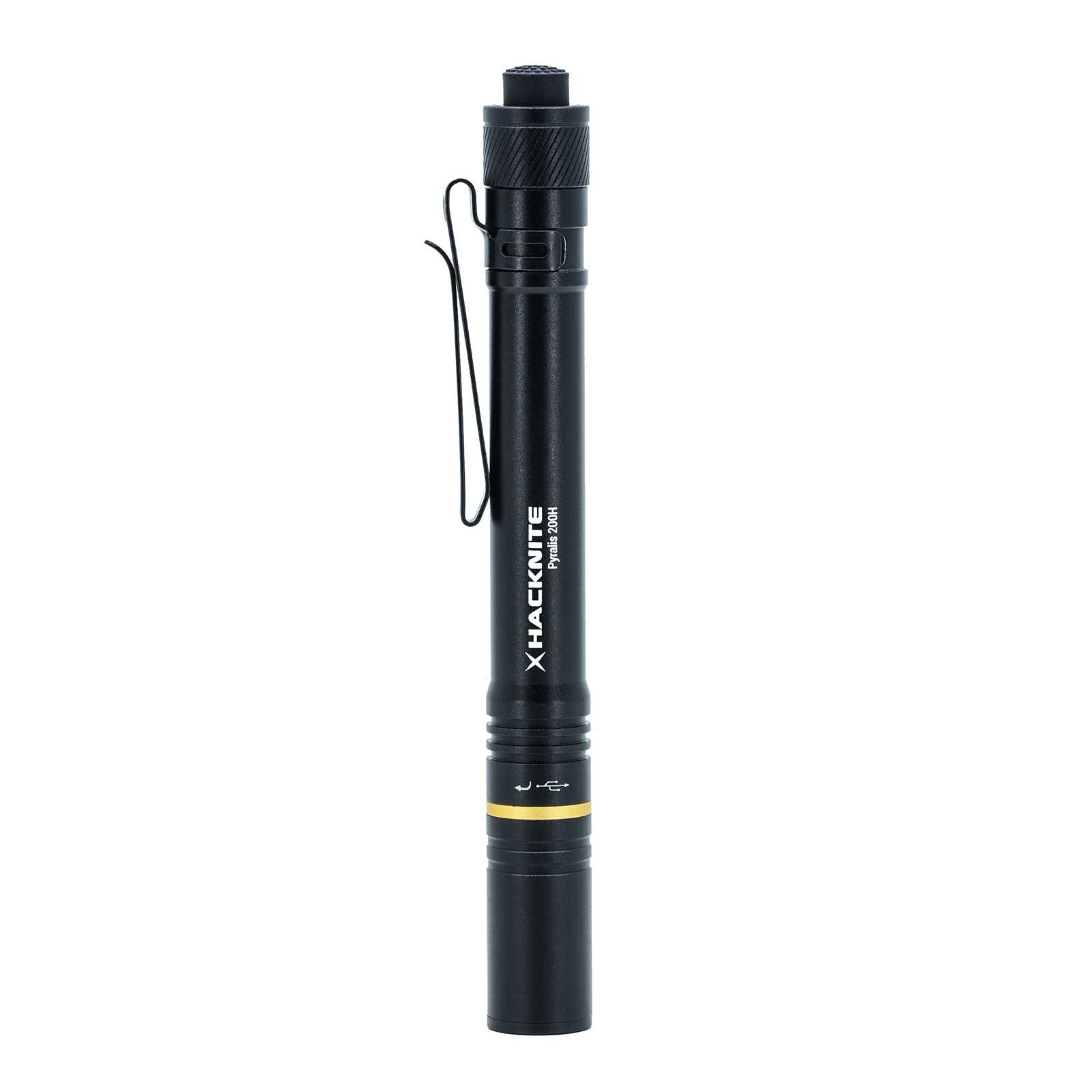 Lampe de Poche LED stylo hybride Rechargeable et Piles - PYRALIS 200H - 200 lumens -HACKNITE-1
