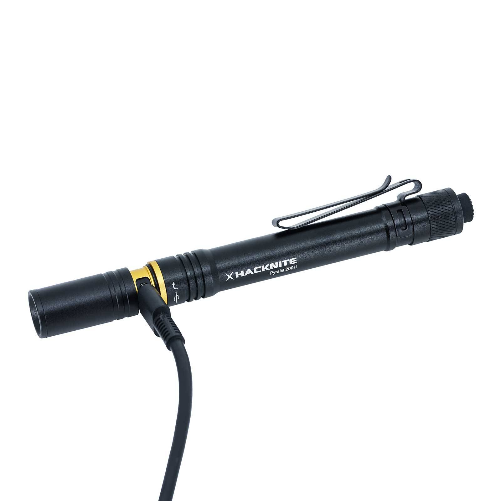 Lampe de Poche LED stylo hybride Rechargeable et Piles - PYRALIS 200H - 200 lumens -HACKNITE-2