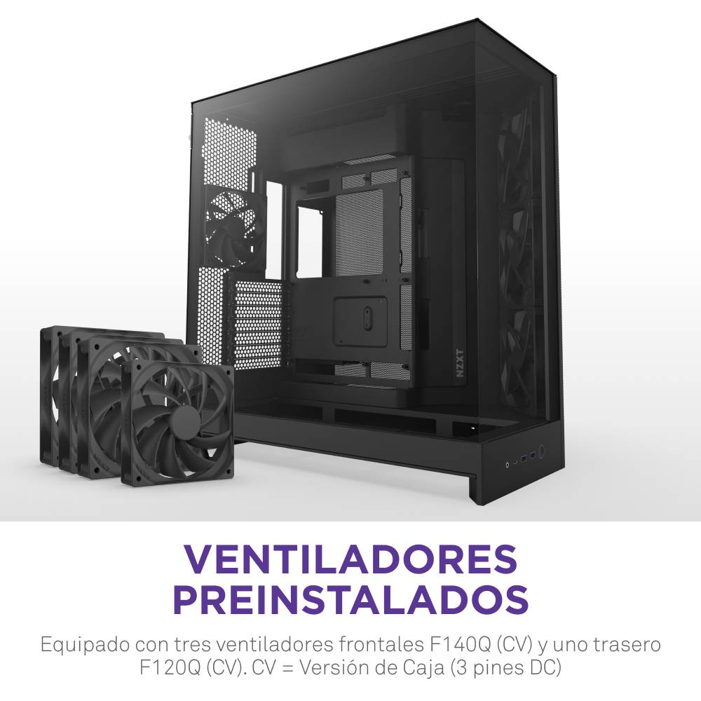 NZXT H9 Flow, Midi Tower, PC, Noir, ATX, EATX, micro ATX, Mini-ITX, Mesh, SGCC, Verre trempé, 16,5 cm-3