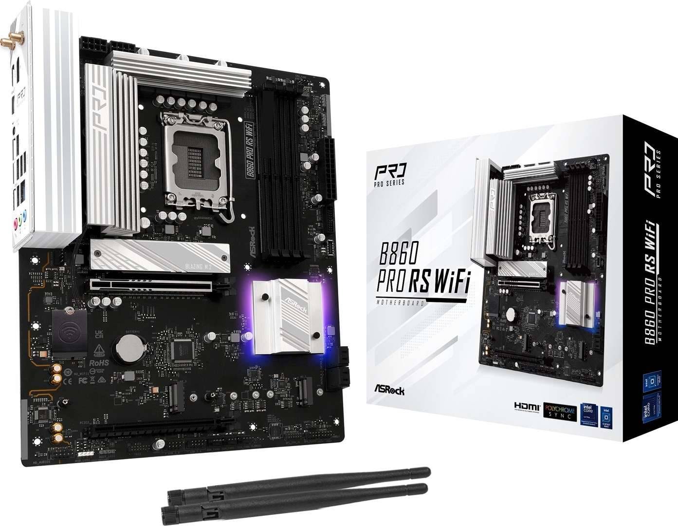 Asrock B860 Pro RS WiFi, Intel, LGA 1851 (Socket V1), Intel Core Ultra (Series 2), DDR5-SDRAM, 256 Go, DIMM-0