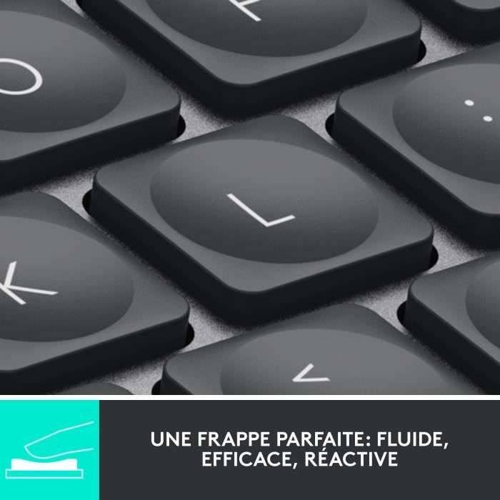 Logitech Master MX Keys Mini, Mini, Sans fil, RF sans fil + Bluetooth, AZERTY, LED, Graphite-1