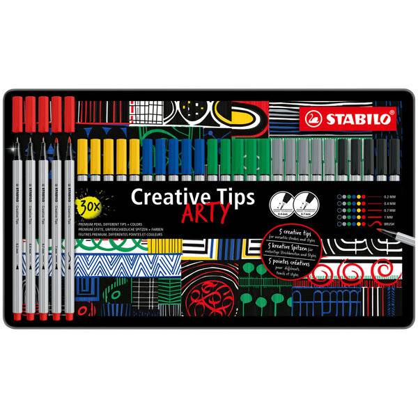 Feutre Stabilo Creative Tips couleurs assorties - Boite métal de 30-1