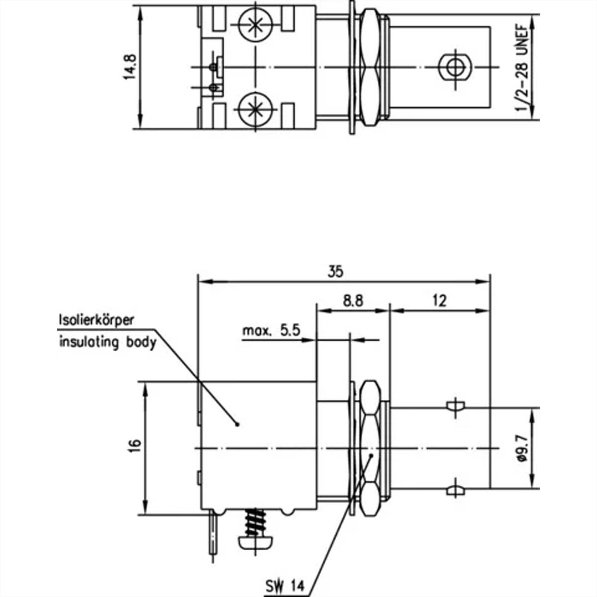 Telegärtner TELEGÄRTNER KARL GÄRTNER - BNC-Einbaubuchse print abgewinkelt Prise encastrée BNC pour circuits imprimés 100-1