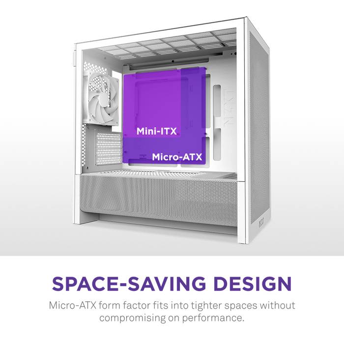 NZXT H9 H3 Flow, Midi Tower, PC, Blanc, micro ATX, Mini-ITX, Mesh, SGCC, Verre trempé, 17 cm-3