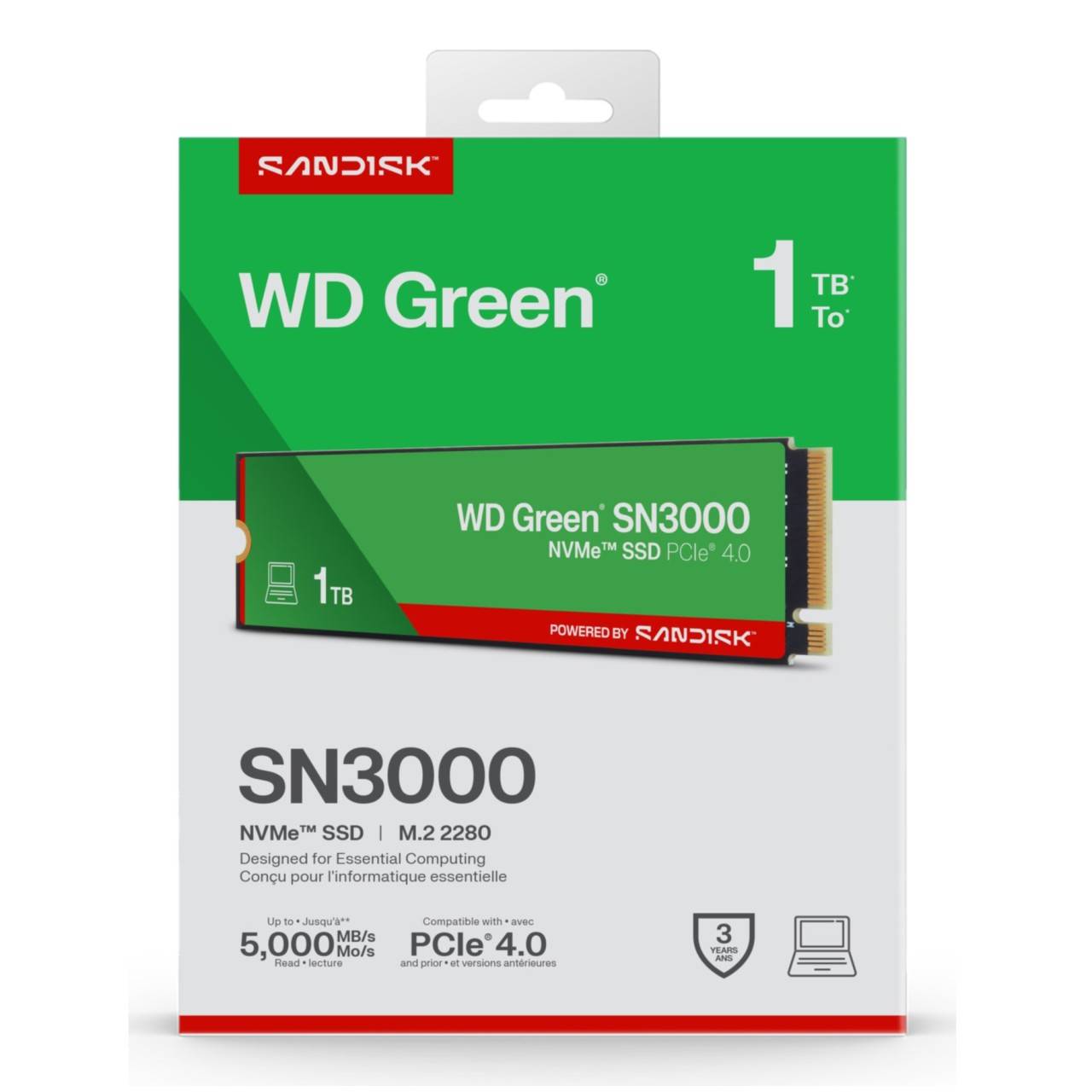 WD Green SN3000 NVMe SSD 1To M.2 2280 POWERED BY SANDISK-3