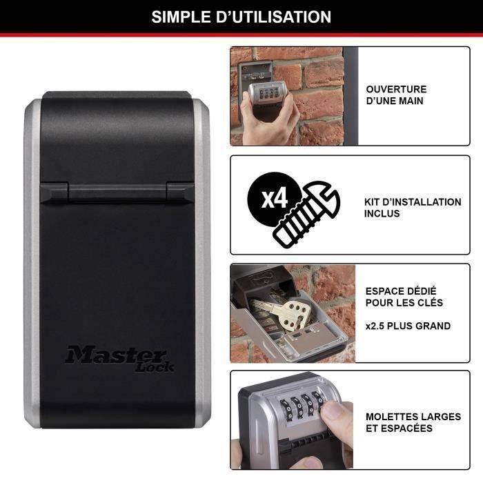 Master Lock 5481EURD Boite à clefs fixation murale, nouveau design, Grande Capacité, Haute Sécurité-5