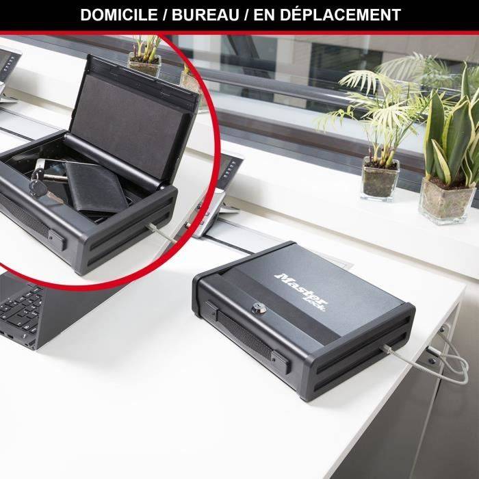 MASTER LOCK Petit Coffre-fort [A Clé] [Avec Câble] PP1KML – Idéal pour chéquiers, argent liquide, bijoux, passeports…-1