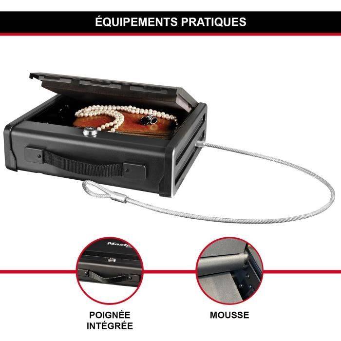 MASTER LOCK Petit Coffre-fort [A Clé] [Avec Câble] PP1KML – Idéal pour chéquiers, argent liquide, bijoux, passeports…-3