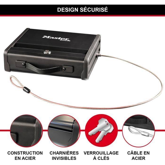 MASTER LOCK Petit Coffre-fort [A Clé] [Avec Câble] PP1KML – Idéal pour chéquiers, argent liquide, bijoux, passeports…-4