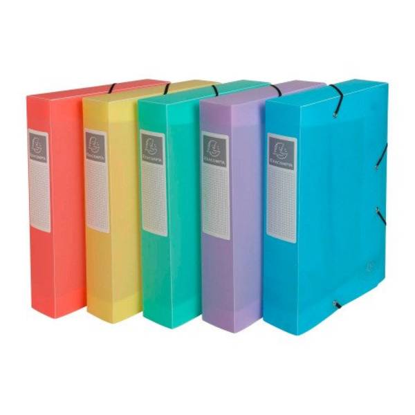 Chemise box plastique Exacompta Chromaline 25 x 33 cm dos 6 cm coloris assortis pastel - Lot de 8
