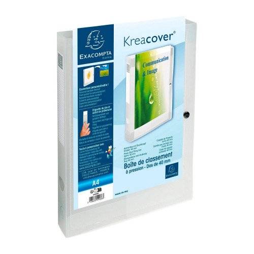 Chemise box translucide plastique personnalisable Exacompta Kreacover dos 4 cm - Incolore - Lot de 5-0