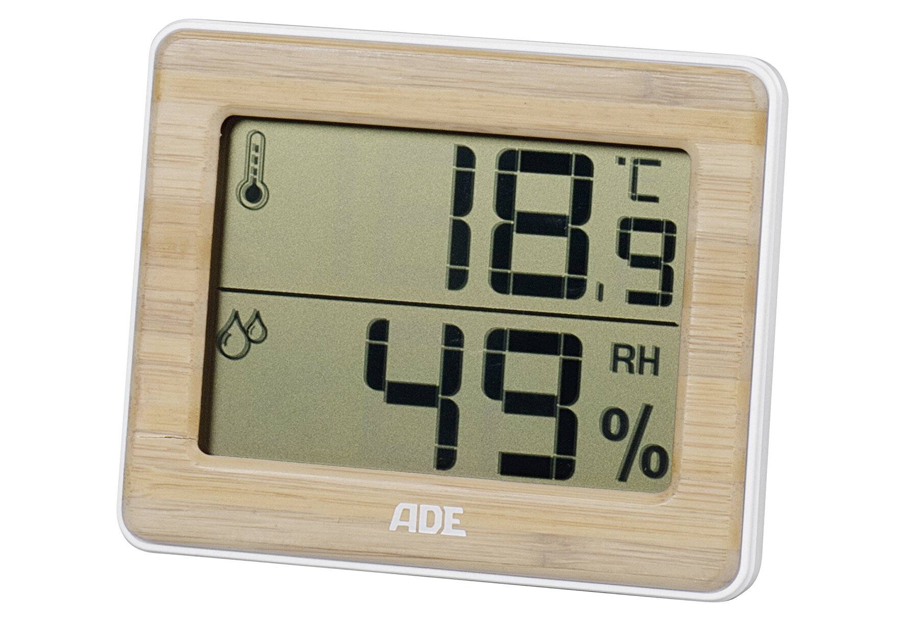Thermo-hygromètre ADE WS 1702 blanc, bambou-1