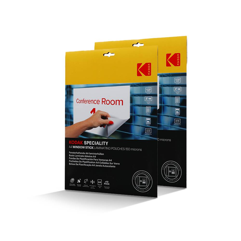 KODAK Pochettes de Plastification A4 Window Stick – Lot de 2 x 10 Feuilles (20 total), 150 Microns, Auto-adhésives, For-0