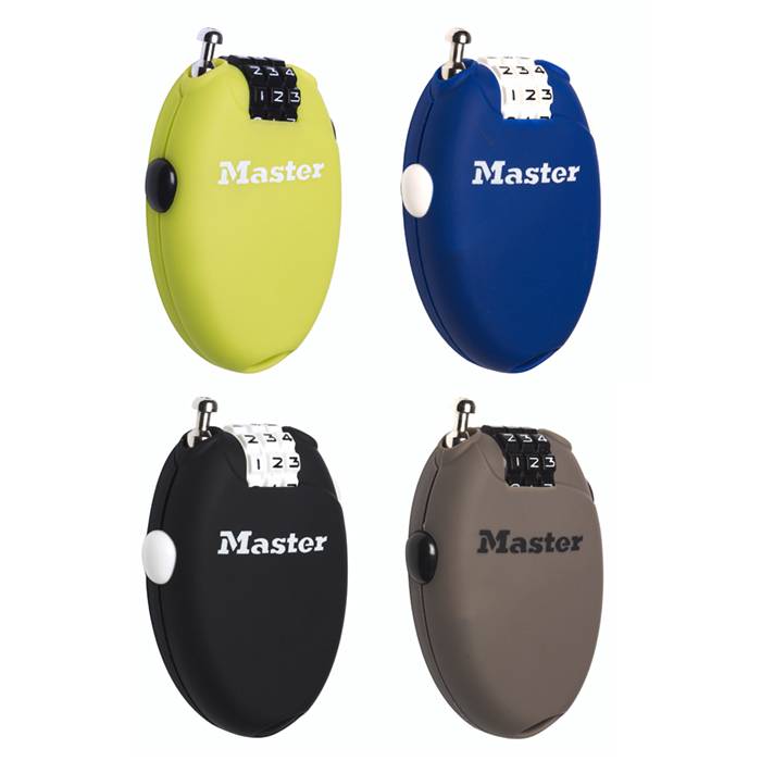 Master Lock 4603EURD Cadenas à Combinaison avec Câble Rétractable, Couleur Aléatoire, 5,4 x 2,1 x 7,2 cm-0
