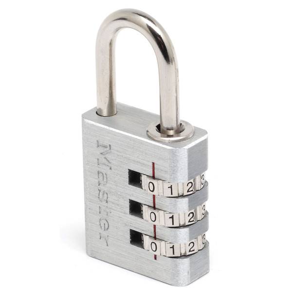 Master Lock 7630EURD Cadenas à Combinaison Programmable en Aluminium, gris, 3 x 6,5 x 1,3 cm-0