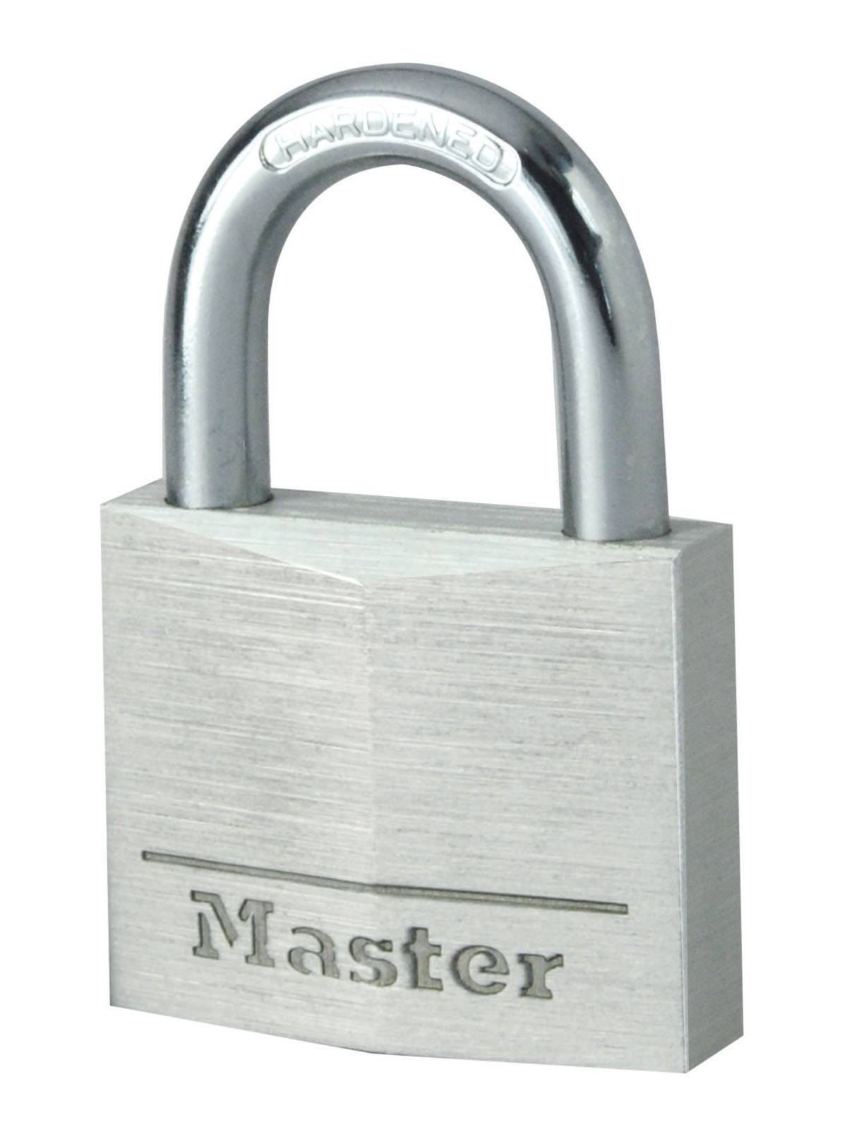 Master Lock 9140EURD Cadenas à Clé en Aluminium Massif, Gris, 4 x 5,9 x 1,3 cm-0