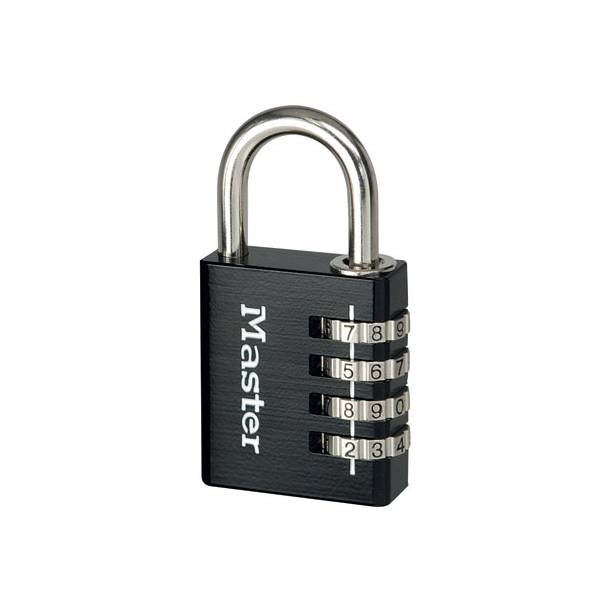 Master Lock 7640EURDBLK Cadenas à Combinaison Programmable en Aluminium, Noir, 4 x 7,8 x 1,5 cm-0