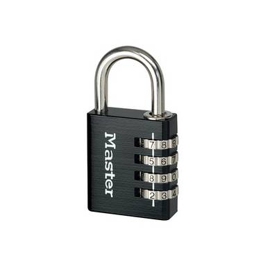 Master Lock 7640EURDBLK Cadenas à Combinaison Programmable en Aluminium, Noir, 4 x 7,8 x 1,5 cm