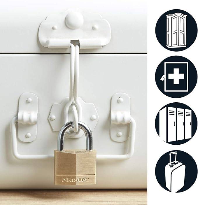 Master Lock 140EURT Lot de 2 Cadenas à Clé en Laiton, Doré, 6 x 4 x 1,3 cm-1