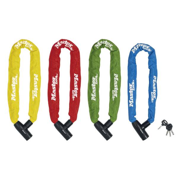 MASTER LOCK Chaîne Antivol Vélo [Clé] [90 cm Chaîne] [Rouge] [Couleur Aléatoire] 8391EURDPROCOL