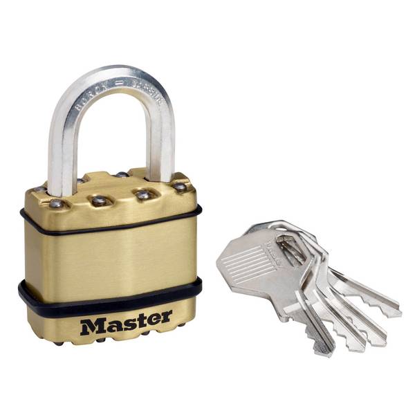 MASTER LOCK Cadenas Haute Sécurité [A Clé] [Acier Laminé + Finition Laiton] [Extérieur] M1BEURD