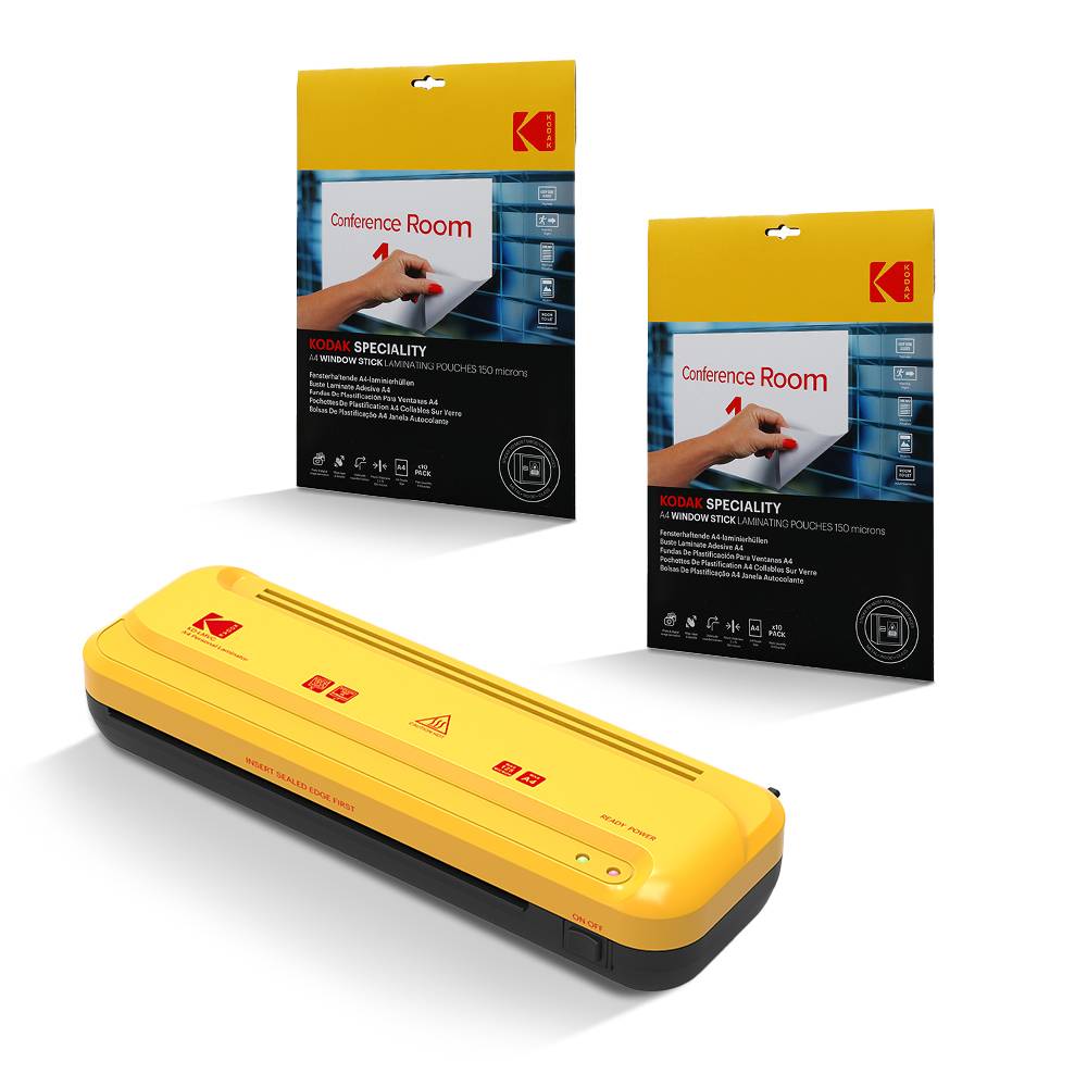 KODAK Plastifieuse A4 KD-LMVC + 2x10 Pochettes A4 150 Microns – 2 Rouleaux, 25cm/min, Chauffe 4-5 min – Idéal documents-0
