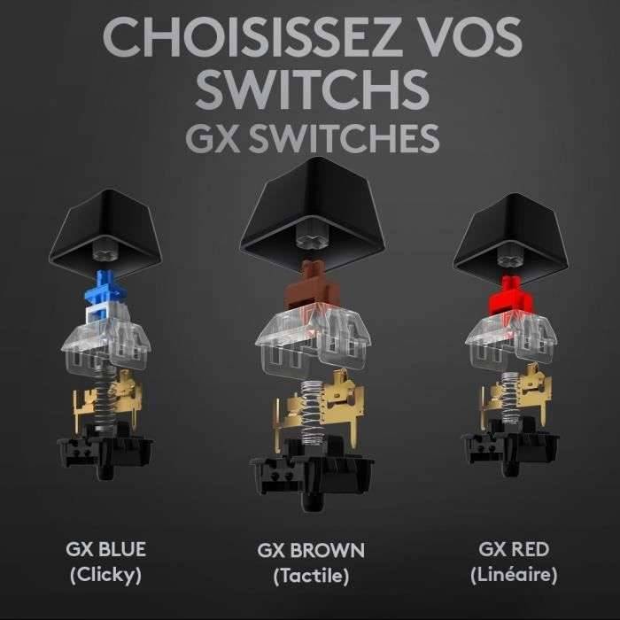 Logitech G G512, Avec fil, USB, Clavier mécanique, AZERTY, LED RGB, Charbon-1